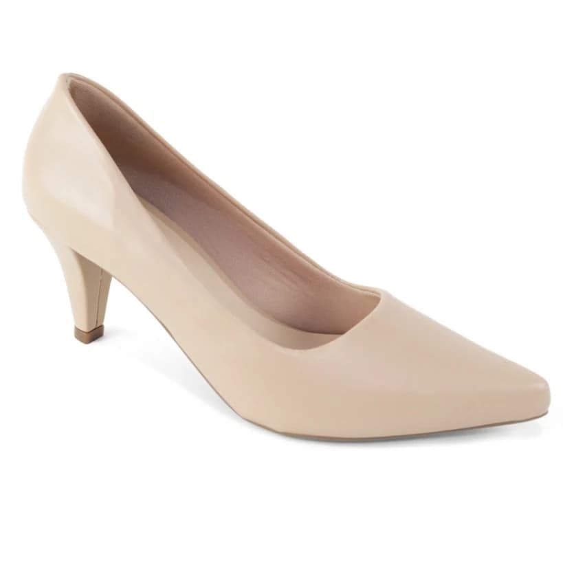 Scarpin LRW nude de salto 6 cm em detalhe